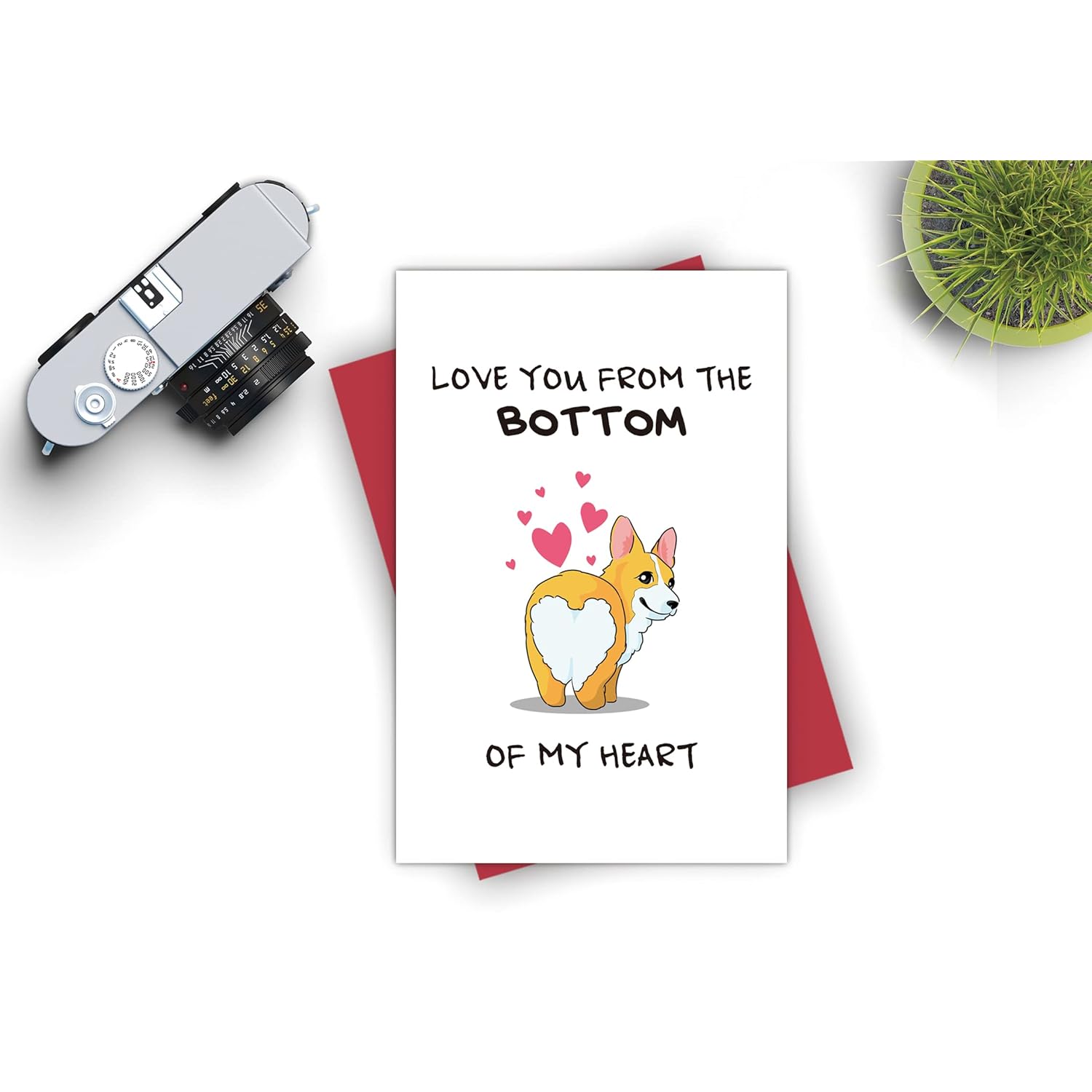 Corgi Love You Card, Cute Valentines Day Card, Birthday Or Anniversary Card For Lover Spouse, Love You From The Bottom Of My Heart