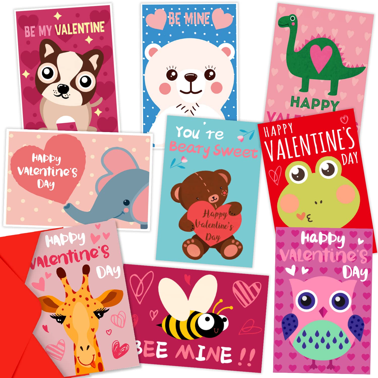 27 Pcs Valentine'S Day Cards Assortment Animal Valentine'S Day Greeting Cards With Envelopes, Classroom Exchange Kids Holiday Crafted Wedding Cards, Valentine'S Party Favorites, 9 Styles?
