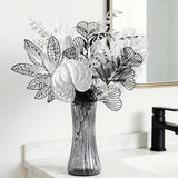 Modern Silver & Black Artificial Flower Bouquet - Metallic Faux Floral Arrangement For Home Decor, Bathroom/Table Centerpiece, Minimalist Decorative Fake Plants