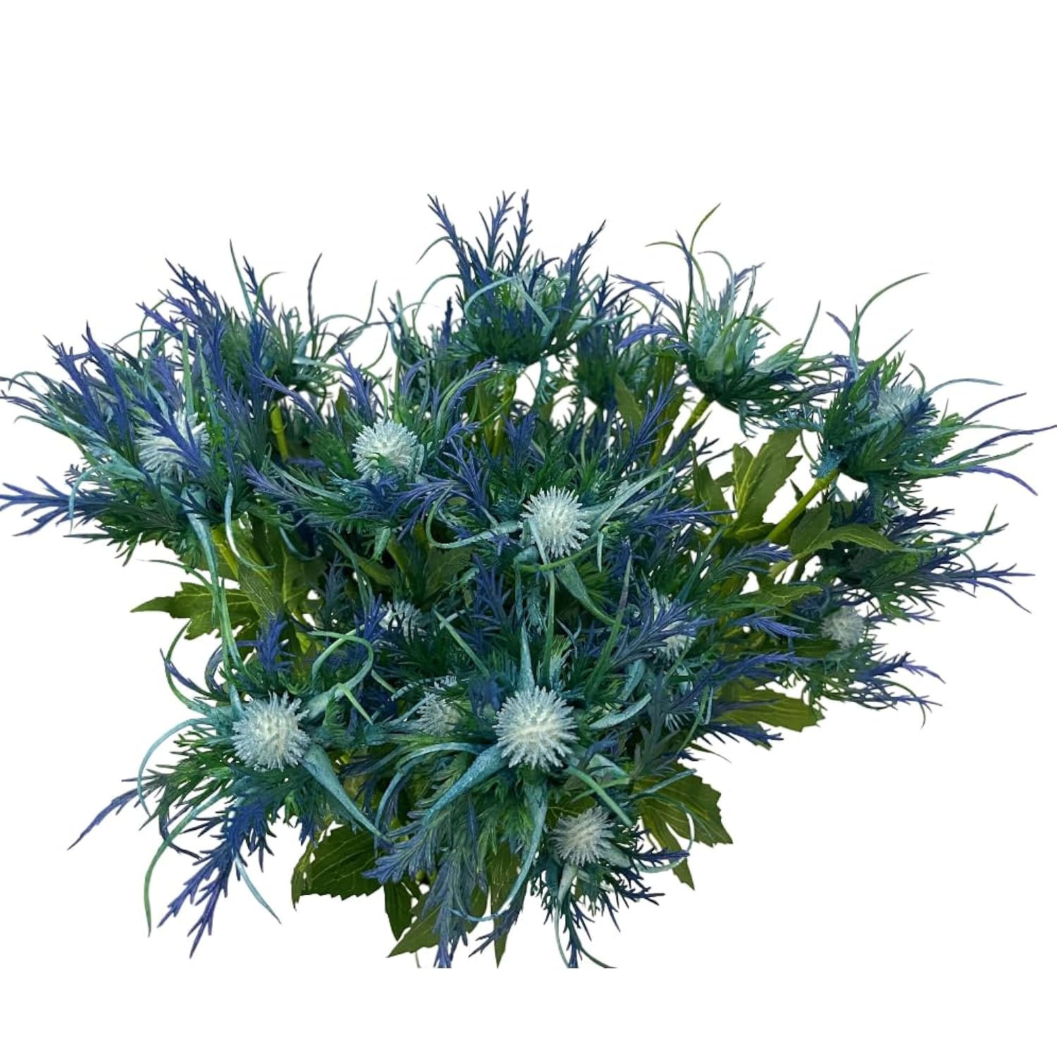 Artificial Flowers Artificial Thistle Spray Eryngo Fake Eryngium Foetidum Simulation Sea Holly For Wedding Bouquet Centerpiece Home Decor (Blue, 3)