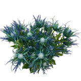 Artificial Flowers Artificial Thistle Spray Eryngo Fake Eryngium Foetidum Simulation Sea Holly For Wedding Bouquet Centerpiece Home Decor (Blue, 3)