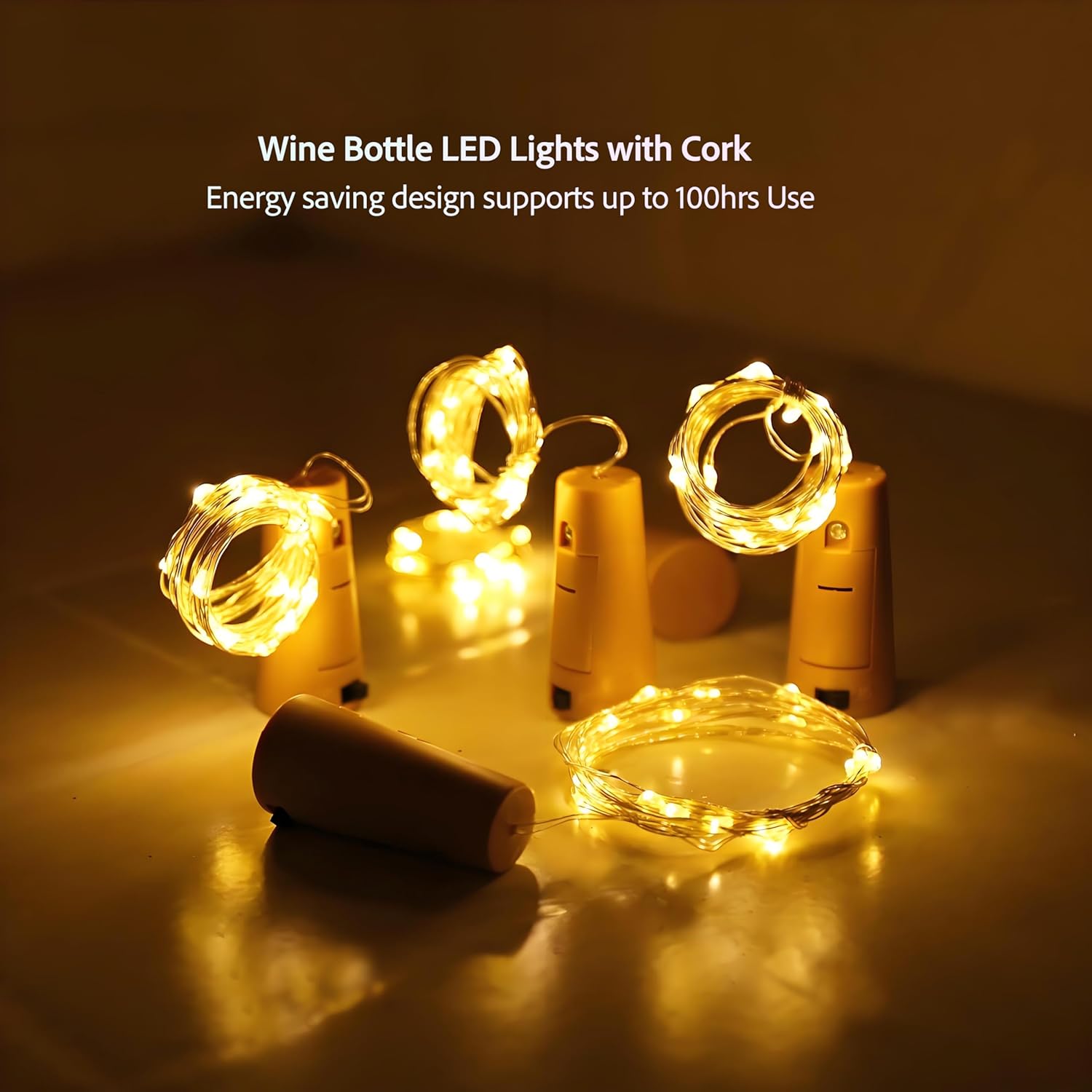 Wine Bottle Lights With Cork, 20-Led 6.56Ft 6-Pack Diy String Light With Battery Up To 120Hrs Work For Party Wedding Chr