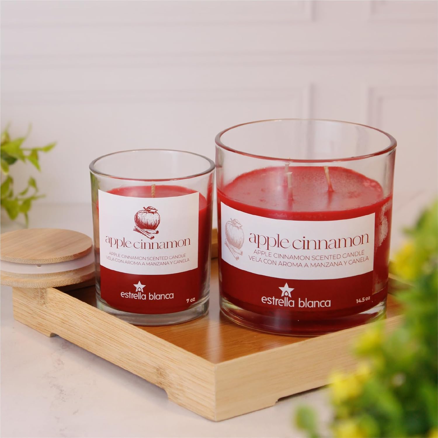 7Oz Apple Cinnamon Scented Candle For Home, Cozy Aromatherapy Candle, Long-Lasting Candle Gift For Women And Men
