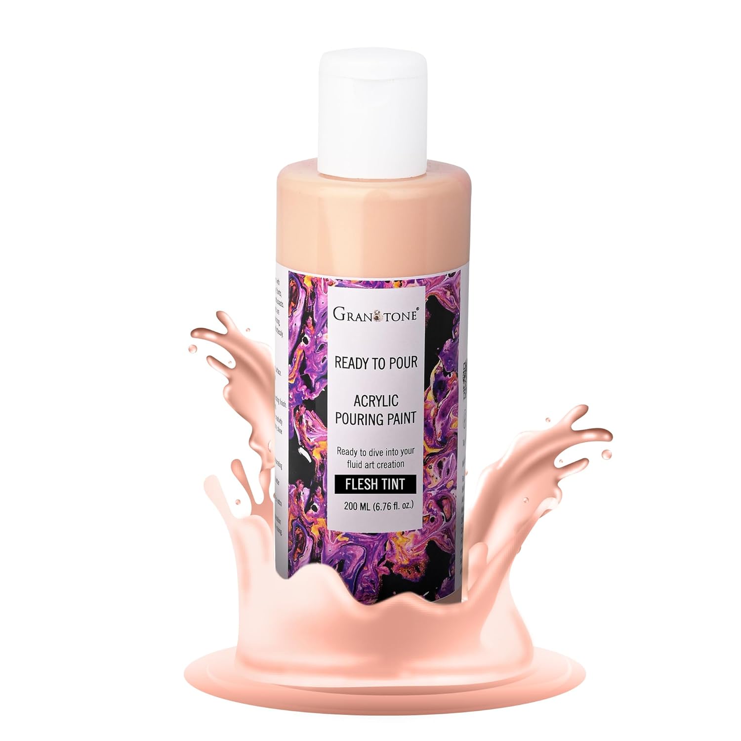 Premium Acrylic Pouring Paint Flesh Tint Colour 6.76 Fl Oz 200 Ml Ready To Use Superior High Flow Formula For Canvas Wood Paper Craft And Fluid Art Projects Made In India
