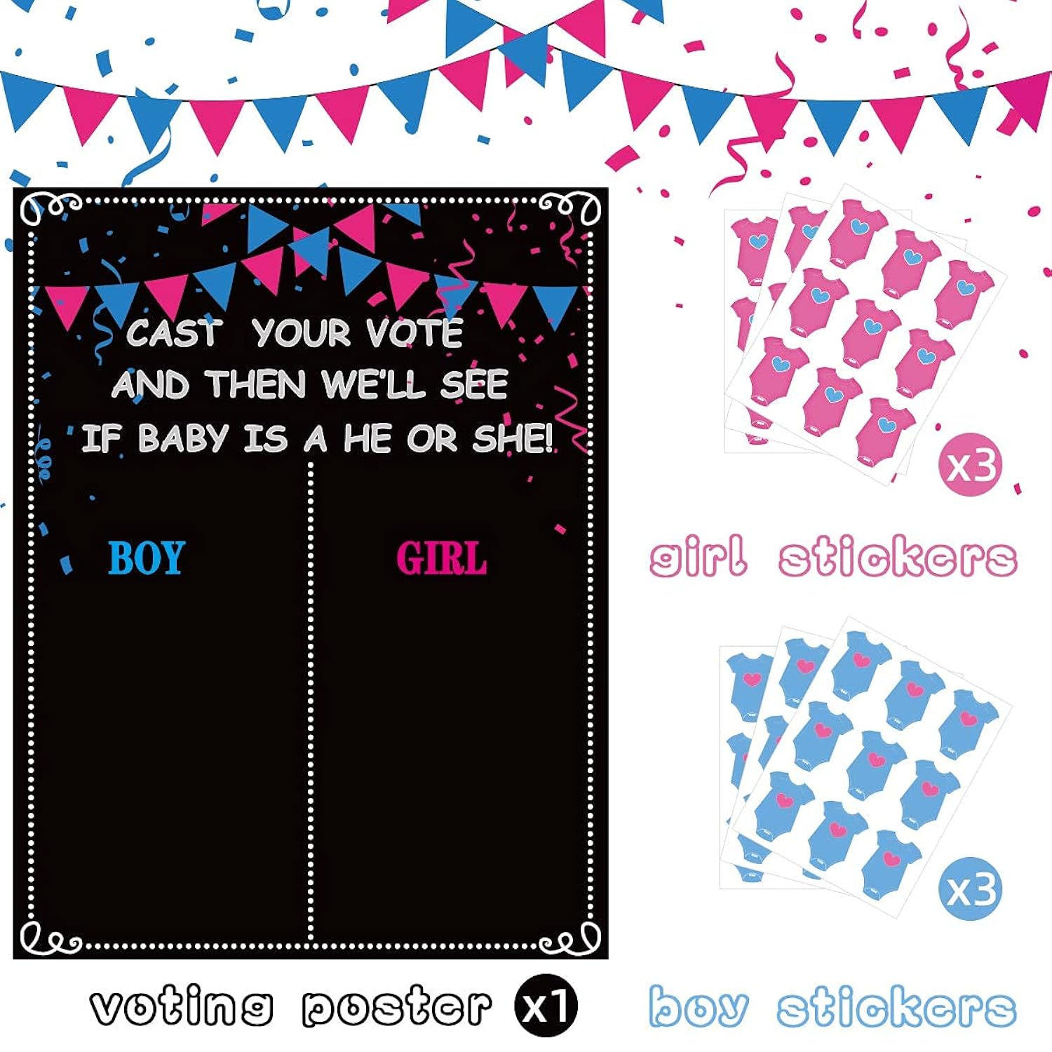 Gender Reveal Decorations - 54 Voting Gender Reveal Games Gender Reveal Ideas Boy Or Girl Games Party Supplies For Gender Reveal Voting Use Gender Reveal Decor