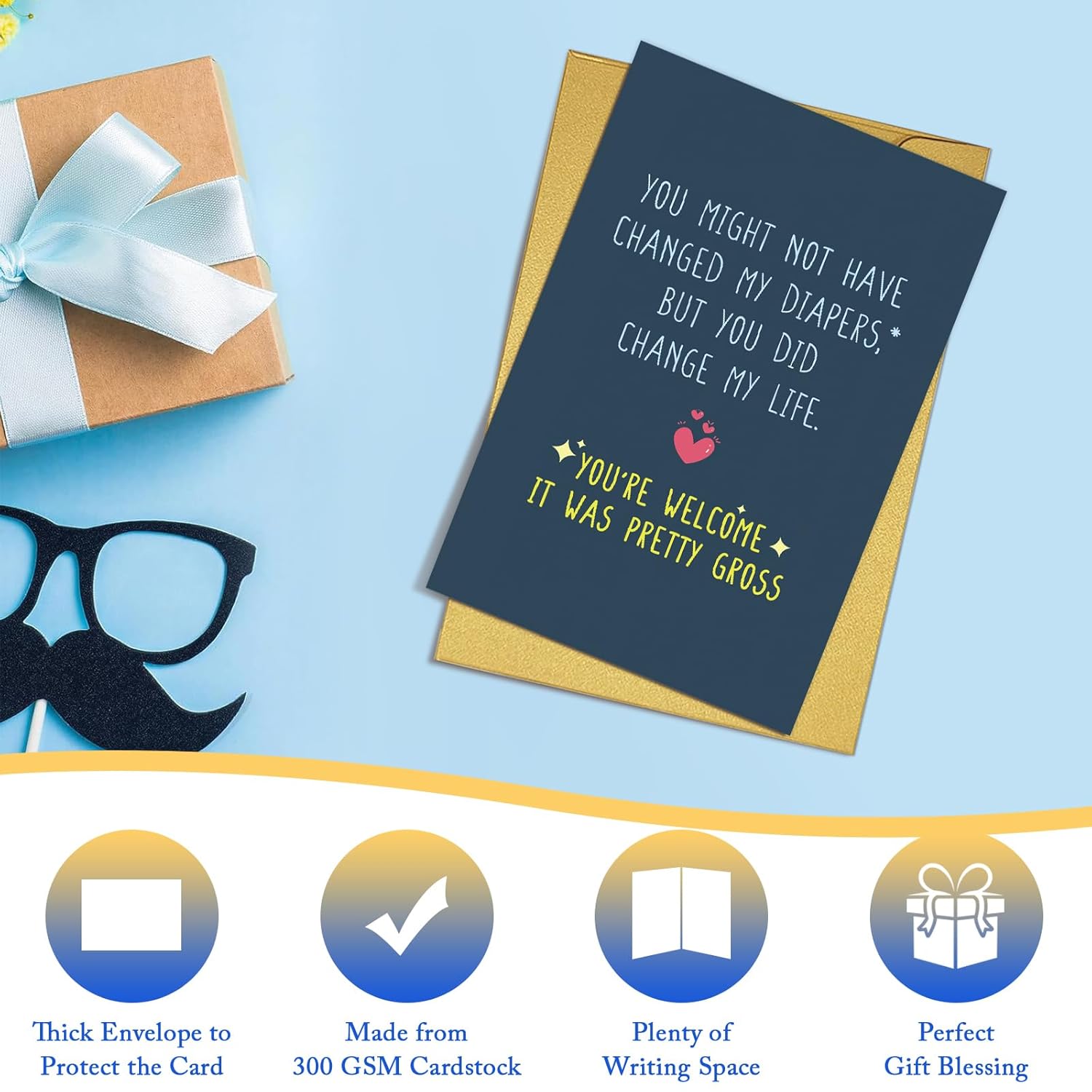 Funny Birthday Card From Stepchildren, Humor Fathers Day Card For Stepdad, Mothers Day Cards For Stepmom, You Did Change My Life