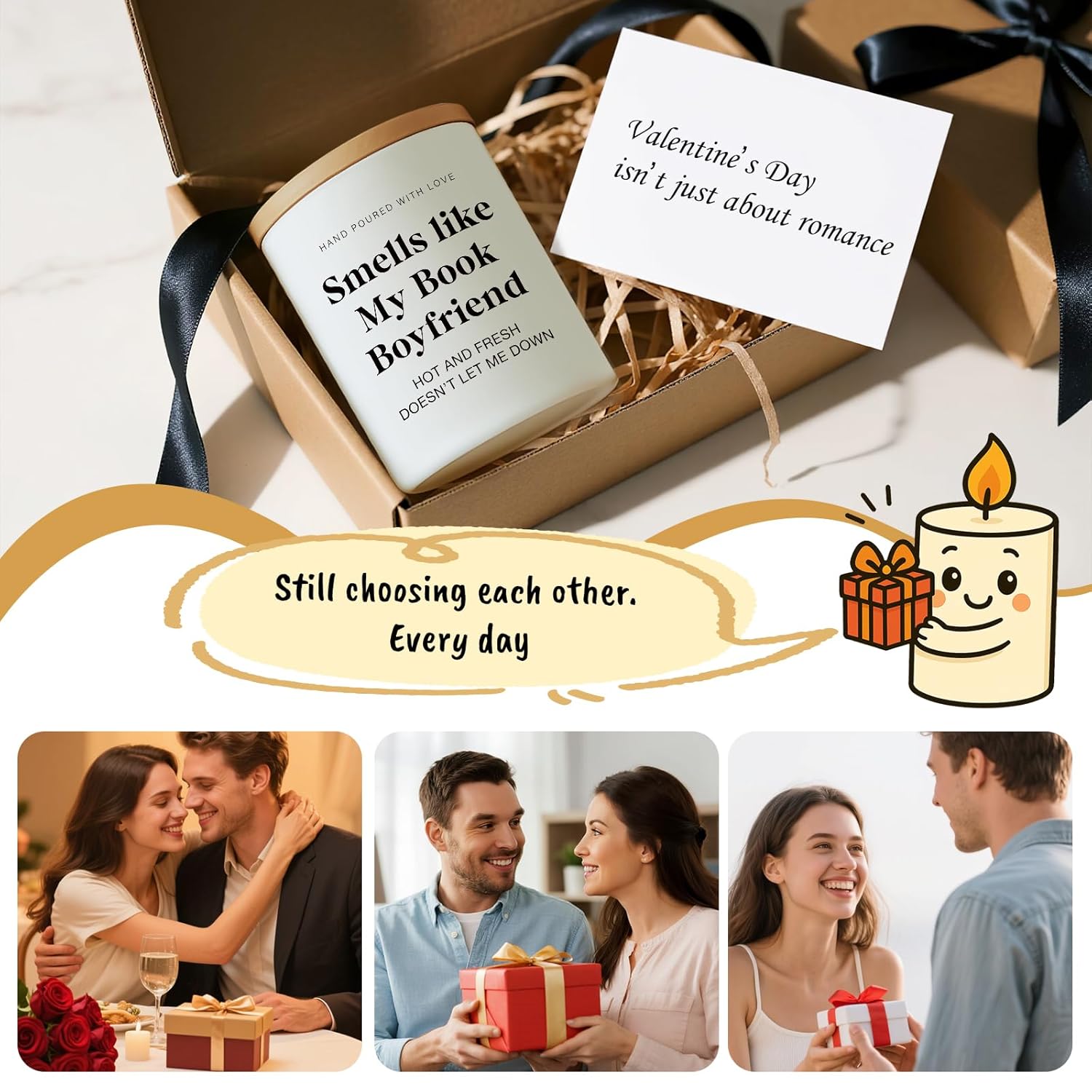 Gifts For Him Boyfriend Valentine’S Day Candle- Funny Hot Fresh Literary-Inspired Gift Anniversary Birthday Love Appreciation Gift For Him Boyfriend Relationship Candle Smells Like My Book Boyfriend