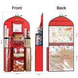 Hanging Gift Wrapping Paper Storage, 48X24 (Extra Large) Red Double-Sided Christmas Wrapper Bag Container, Oxford Long Craft Roll Organizer, Present Wrap Holder For Closet, Door