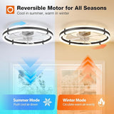 24 Inch Ceiling Fan with Light and Remote Low Profile Dimmable LED Fandelier