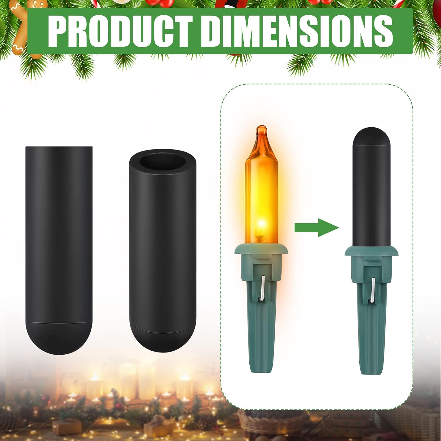 100 Pieces No Glow Caps Christmas Glass Led Glow Plug Cap Light Blackout Caps No Glow Caps Black Out Cover For Christmas
