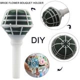 Box Of 4 Bride Wedding Flower Bouquet Holder Foam Floral Handle Bouquet Holder Large For Bride Faux Flowers, Handheld Flowers Decoration With 100 Pieces Flower Bouquet Pins