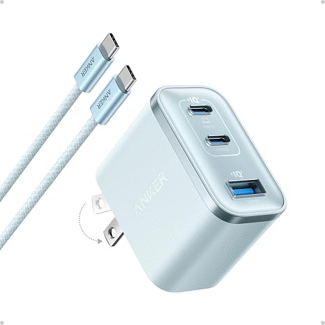 70W 3 Port USB C Fast Charger Block Compact Wall Charger with Cable Black