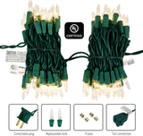 100 Count Clear Warm White Christmas String Lights 21FT Green Wire Mini Incandescent Lights for Indoor Outdoor Tree Holiday Bedroom Home Decor