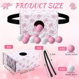 4 Sets Shower Shaking Swing Balls Game Set Included 4 Shake Box And 4 Belts With 80 Balls Funny Activities Shower Party Games For Family Outdoors Indoors(Pink,Elephant)