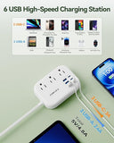 Travel Power Strip 3 Outlets 6 USB 3 USB C 24W Fast Charging 3FT Cord