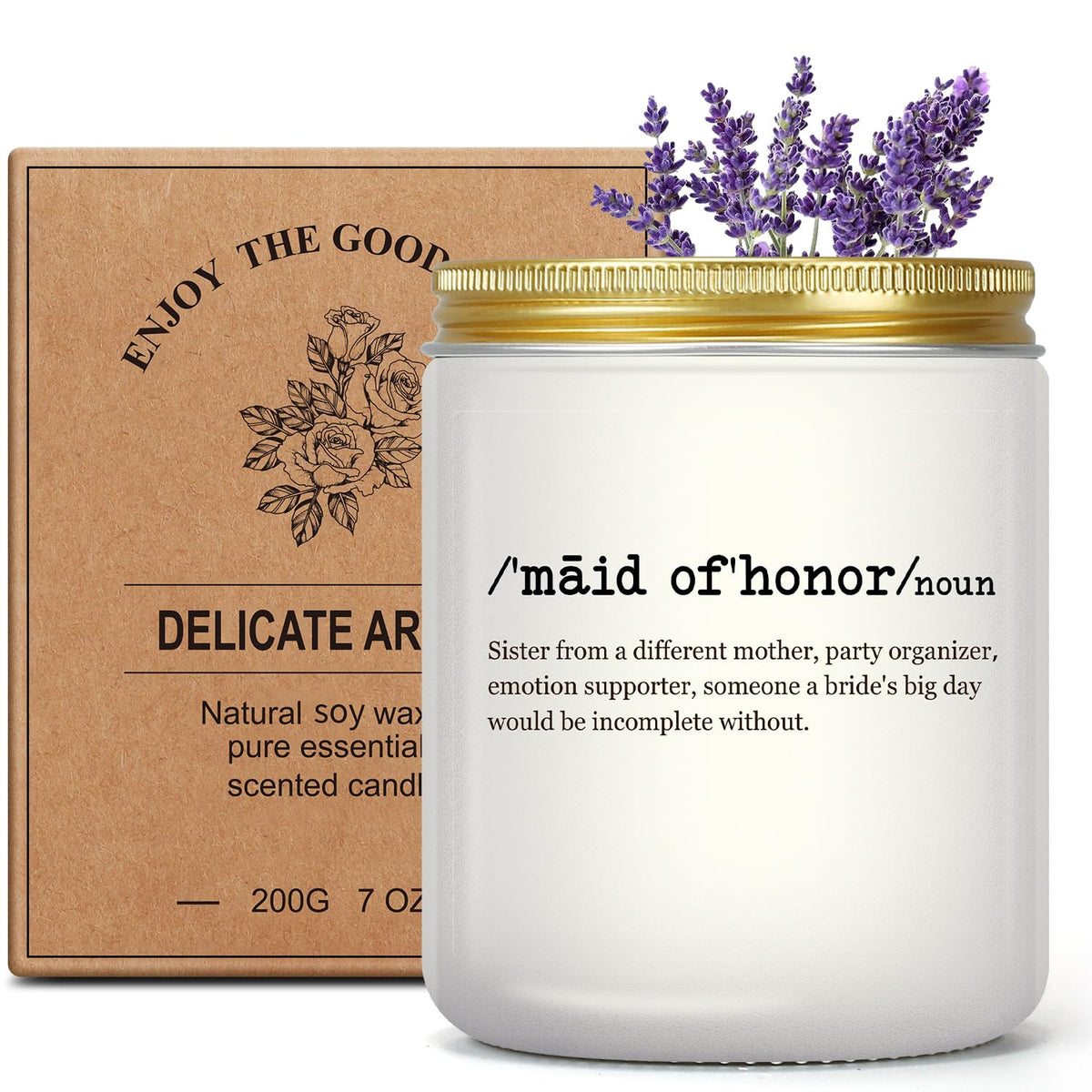 Maid Of Honor Candle, Bridesmaid Candle Gifts, Maid Of Honor Proposal Gifts, Maid Of Honor Gift For Friends Sisters From Bride On Wedding Day, Lavender Scented Candles