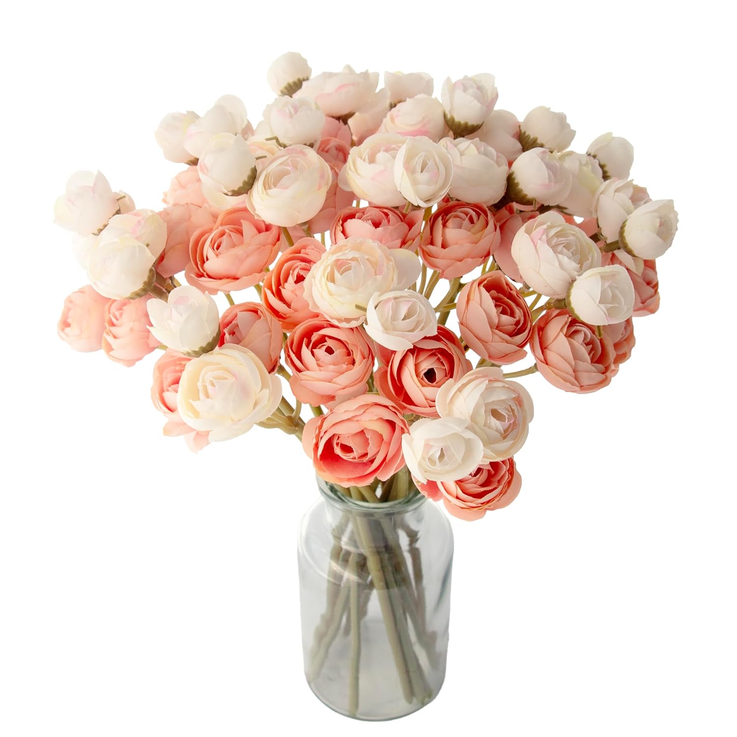 18 Pcs Artificial Silk Rose Flowers Persian Ranunculus Bouquet Asian Buttercup,Suitable For Core Decorations,Weddings,Home (Pink, 2)