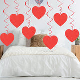 Heart-Shaped Hanging Streamers, 24-Pack - Red Foil Ceiling Decor For Valentine'S Day, Wedding & Party, Create Romantic Swirls & Heart Decorations