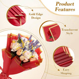 20 Sheets Flower Bouquet Wrapping Paper With 12 Pieces Gold Butterfly Decorations For Flower Bouquets, Gift Wrapping(Red)