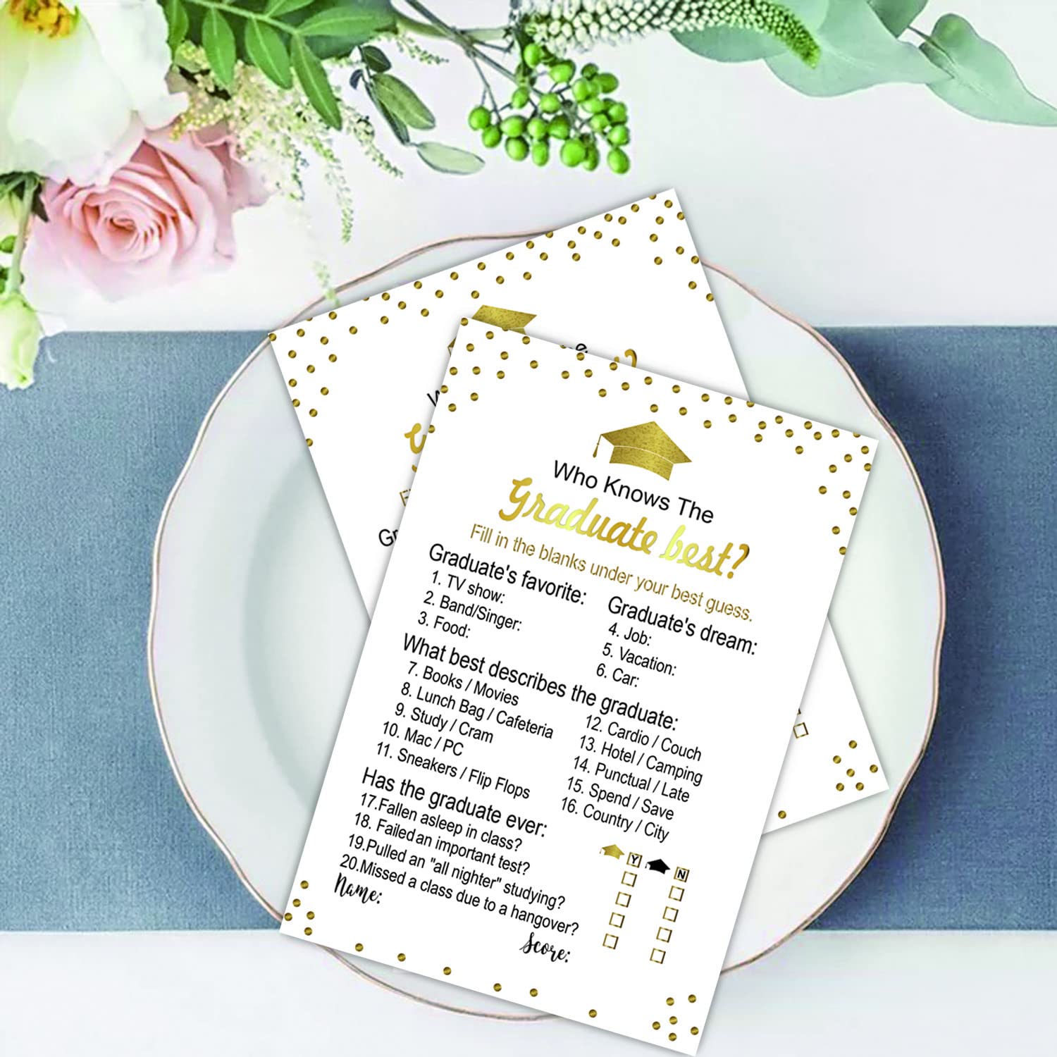 50 Pieces Graduation Party Game Cards, Who Knows The Graduate Best, Graduation Party Supplies For High School College Graduation Ceremony