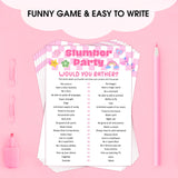 Would You Rather - Pajama Slumber Party Games Sleepover Party Supplies For Girls, Sleepover Birthday Party Games Favor Decoration And Supplies For Her Girls Teenager Adult, Set Of 20 Games Cards -05