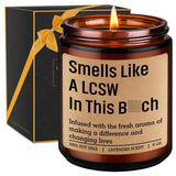 Scented Candle, Lcsw Gifts, Social Worker Gifts - Social Work Month, Appreciation, Valentines Day, Birthday, Graduation Ideas For Lsw, Lisw, Lmsw, Msw Grad - Funny Lcsw Office Decor For Women Men