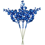 16Pcs Christmas Glitter Berry Stems, 7.8" Artificial Christmas Picks For Christmas Tree Ornaments, Diy Xmas Wreath, Crafts, Holiday And Home Decor (Dark Blue)