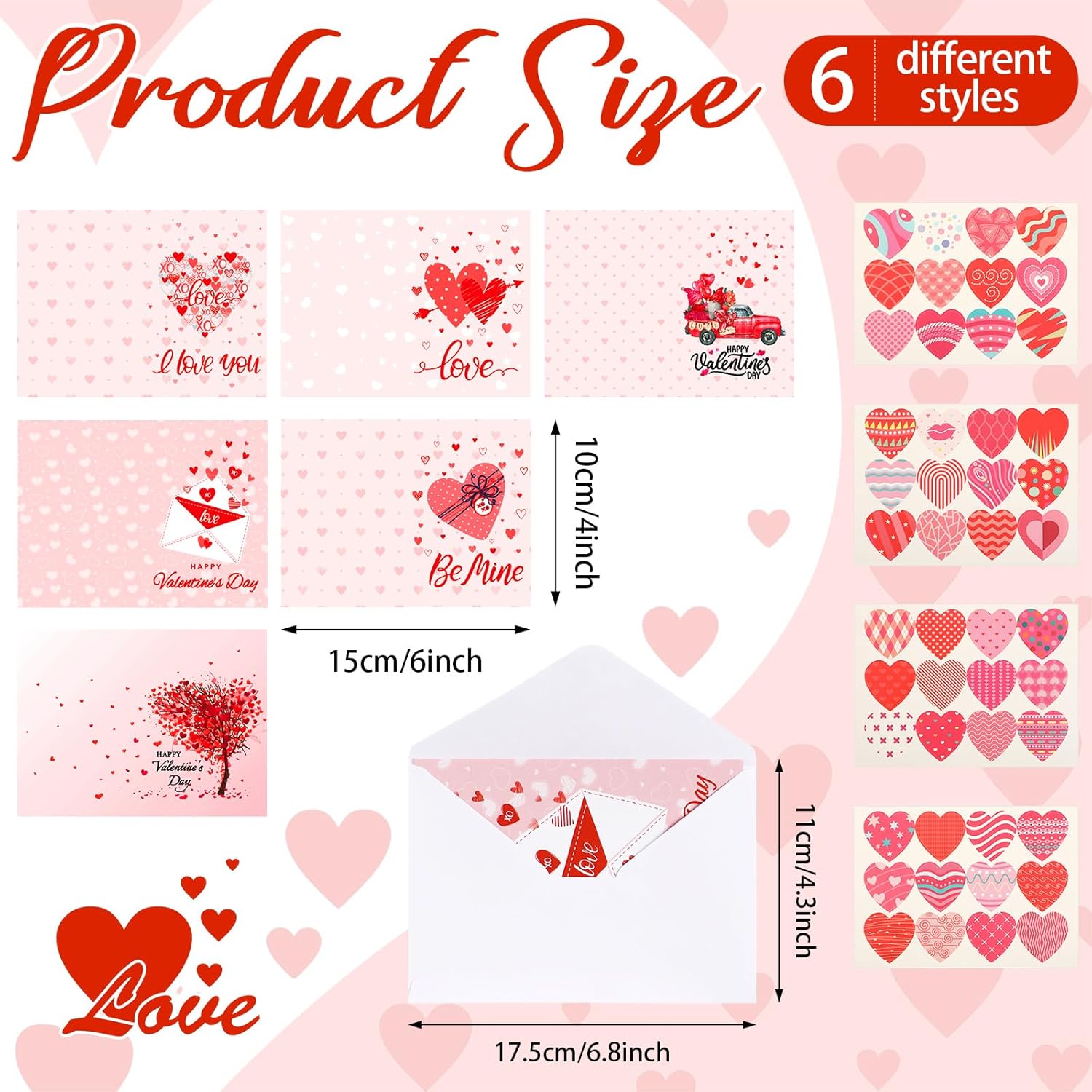 150 Sets Valentine'S Day Cards Bulk With Envelopes 16 Sheets Stickers 4 X 6'' Foldable Love Heart Blank Valentine Greeting Cards Pink For Women Adults Happy Valentines Gift Wedding Anniversary