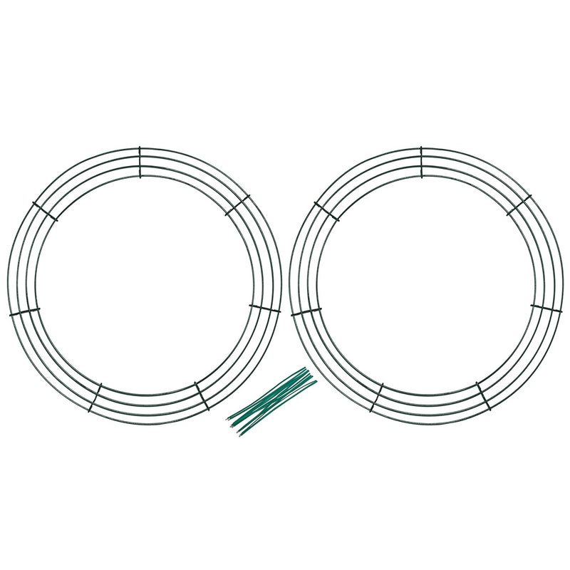 Pack Of 2 Wire Wreath Frame (14 Inch) With 10 Twist Ties – Round Metal Wreath