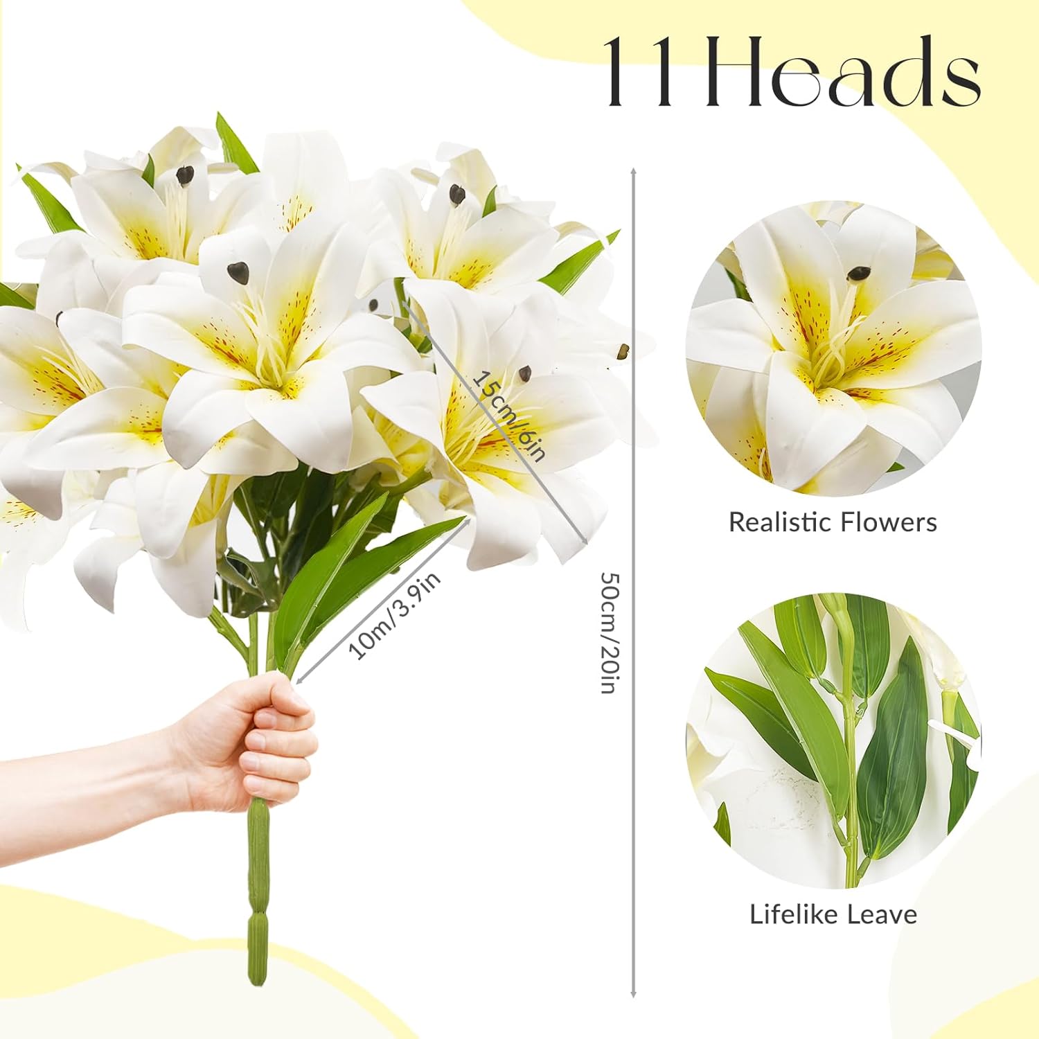 11Heads Artificial Lily Flowers,Long Stem Faux Flowers With Buds,Tiger Lily Artificial Flowers For Home Hotel Flower Arrangement Party Decor
