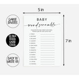 50 Baby Shower Word Scramble Game (50-Cards) Fun Baby Shower Game Activity, Gender Neutral Boy Or Girl, Minimalist