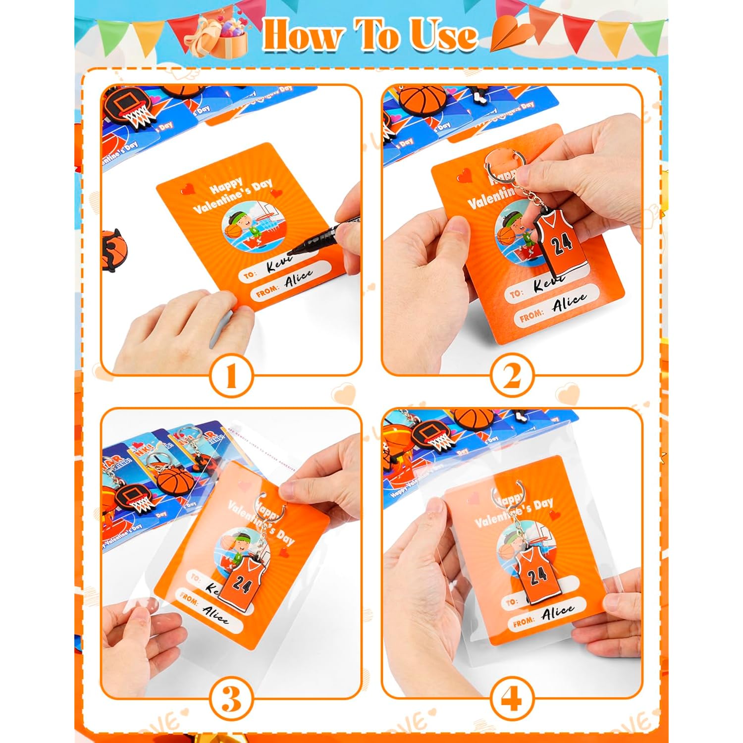 Valentines Day Cards For Kids Gifts: 30 Pack Sports Ball Basketball For Classroom School Valentines Day Gifts Exchange Sports Party Favors Bulk For Boys Girls Toddlers Kids