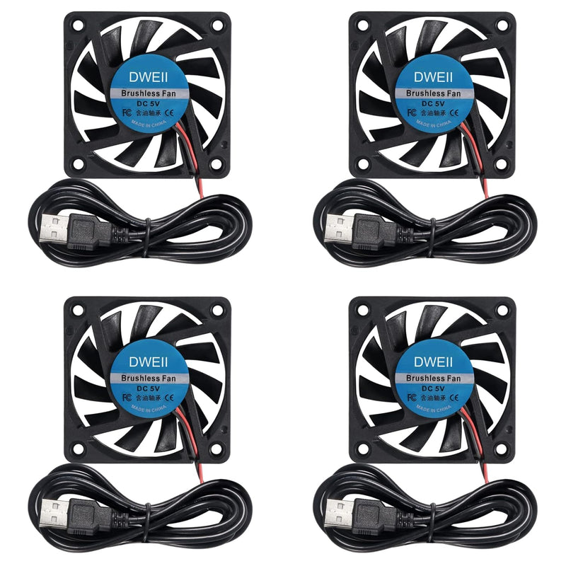 4-Pack Usb Brushless Cooling Fan 60Mm X 10Mm Usb Fan 5V Dc Brushless Cooling F