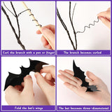 Curly Willow Branches 29.5 Inch Artificial Bendable Stems Black Branches With 36Pcs Halloween Bat Stickers For Halloween Wreath Home Party Decorations
