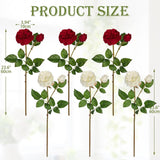 Real Touch Artificial Roses (Set Of 6) – 23.6" Long Stem White And Burgundy Garden Roses – Lifelike Faux Silk Flowers For Wedding Bouquets, Home Décor, Centerpieces