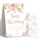 Boho Shower Game,How Many,Baby Shower Games,Wedding Shower Games,Baby Shower Decorations Gender Neutral,Bridal Shower Decoration,Birthday Party Game,50 Cards & 1 Sign -12