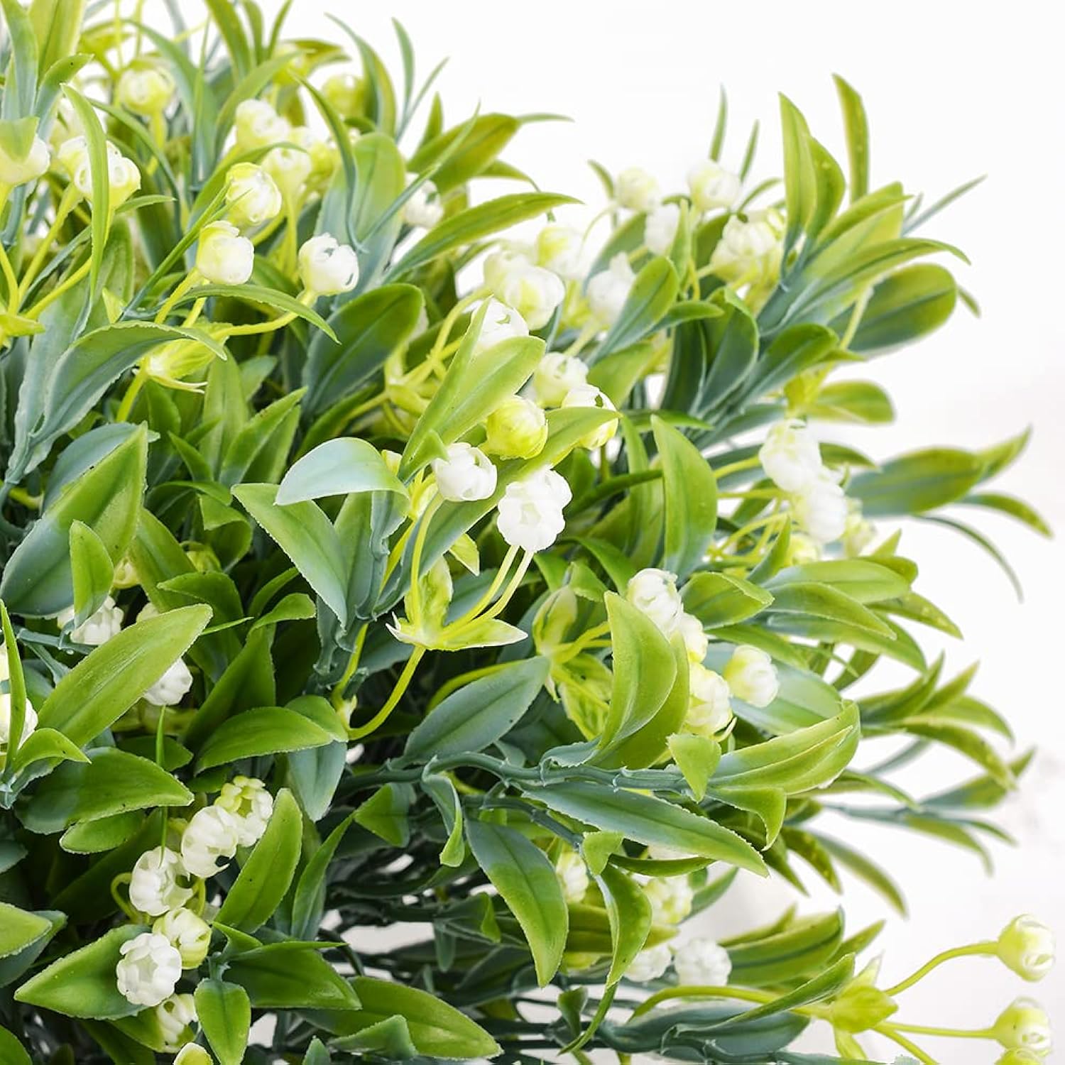 Artificial Flowers For Outdoor 8Pcs Plastic Flower Plants Fake Flowers Uv Resistant Faux Flowers (White)