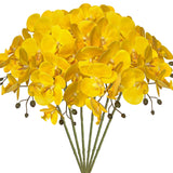 6 Pcs Artificial Phalaenopsis Flowers 32 Inch Artificial Orchid Flowers Stem Plants Fake Flowers For Home Décor (Yellow)
