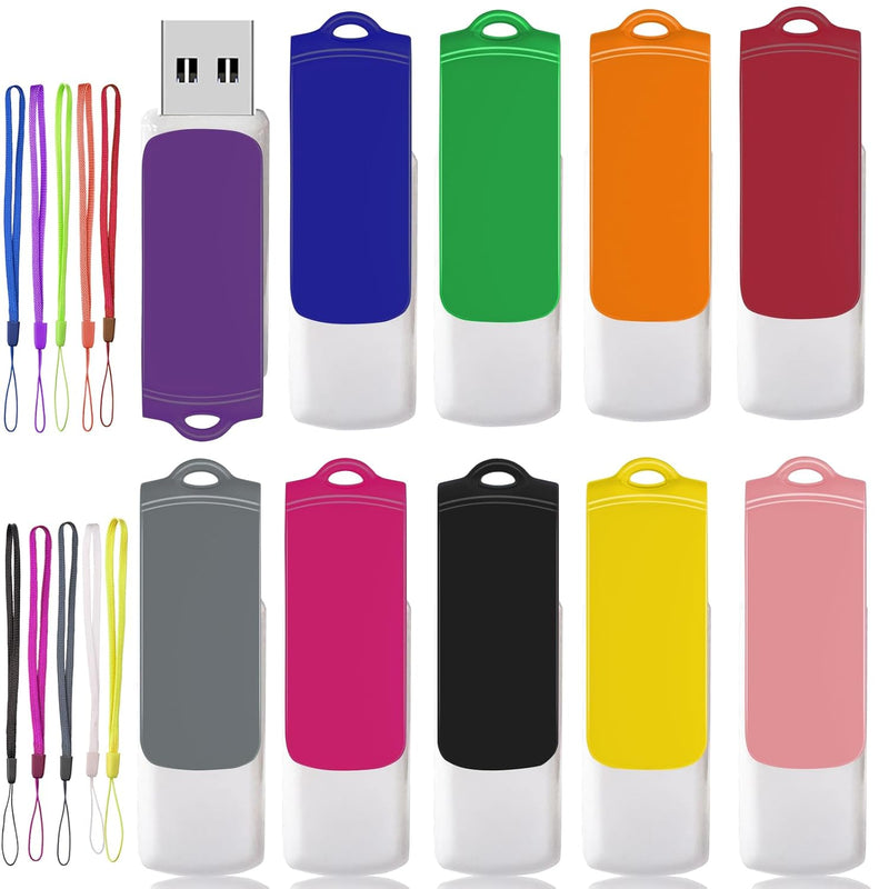 Flash Drives 10 Pack 4Gb Usb Flash Drive - Agecash Usb 2.0 Thumb Drive, Swivel