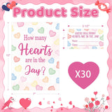 30 Players Valentines Game For Family Office Large Groups Party Adults, Valentine'S Day Guess How Many Hearts Are In The Jar Games Classroom Activities With Guess Cards (Heart)