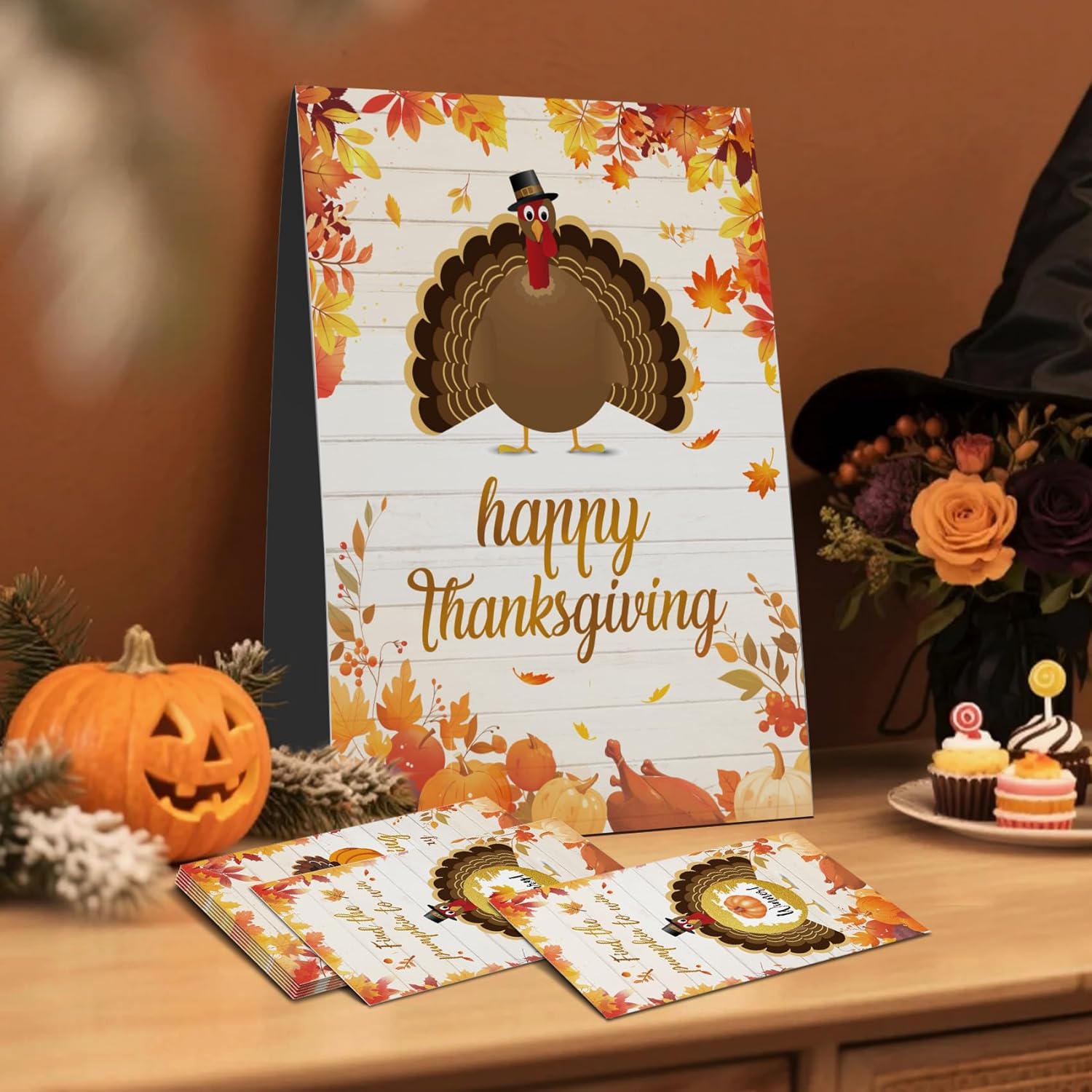 Thanksgiving Scratch Off Cards - 50 Pcs Lucky Draw Game With 8 Winners & 42 Blanks + Sign, Fall Holiday Party Activities, Interactive Decorations And Favors -153