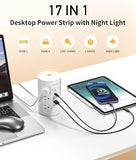 Power Strip Tower 12 Outlets 5 USB Ports 10FT Extension Cord Night Light