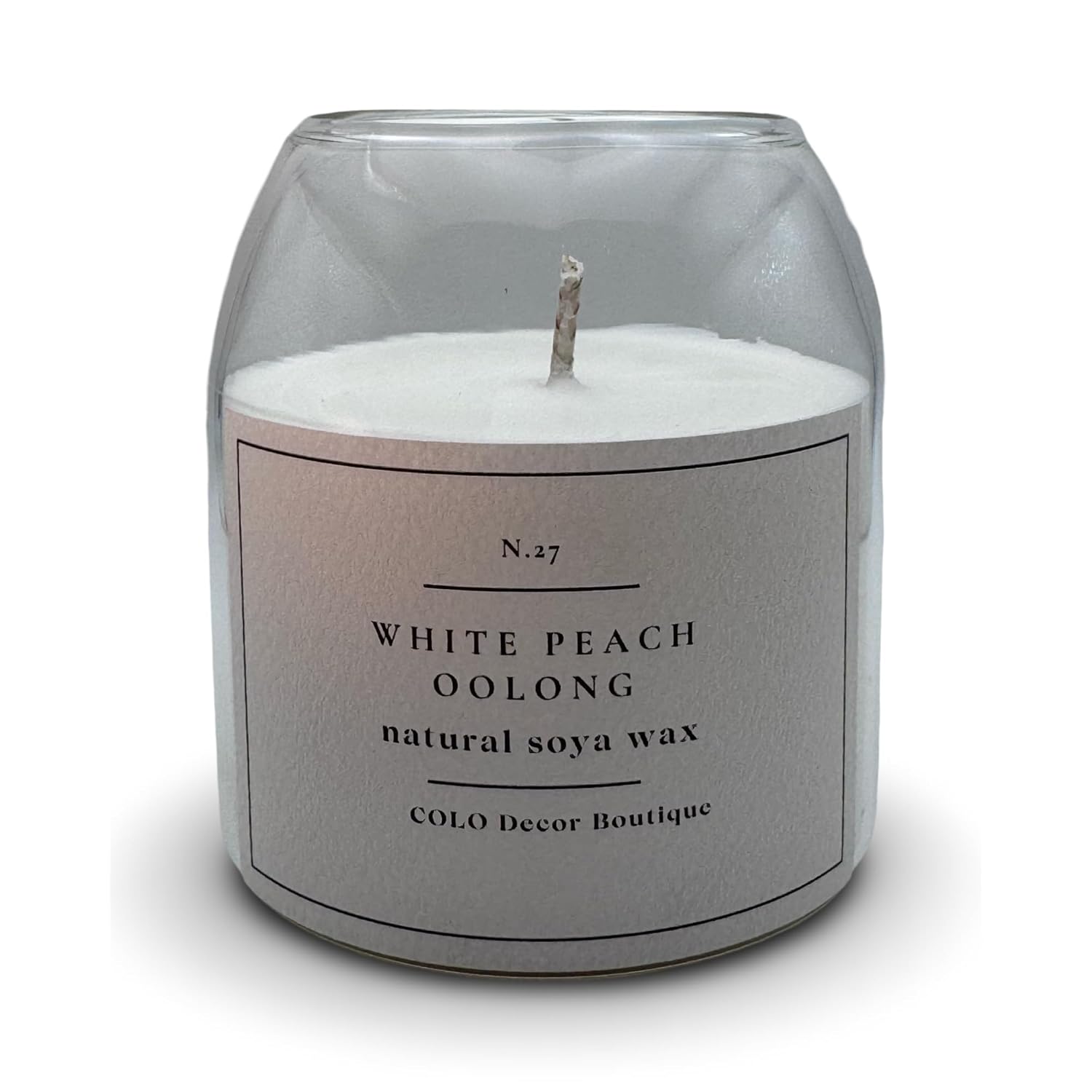 White Peach Oolong Scented Handmade Candle – Natural Soy Wax Blend | Soft Fruity Tea-Inspired Aroma | Handmade Candle | Gift For Birthday | Elegant Gift Candle By Decor Boutique