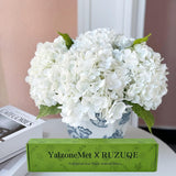 Ruzuqe 3 Pcs 21 Inches White Artificial Hydrangea Flower Natural Lifelike Real Touch Faux Large Royal Hydrangea Flower For Home Party Outdoor Wedding Gifts Christmas Table Decoration