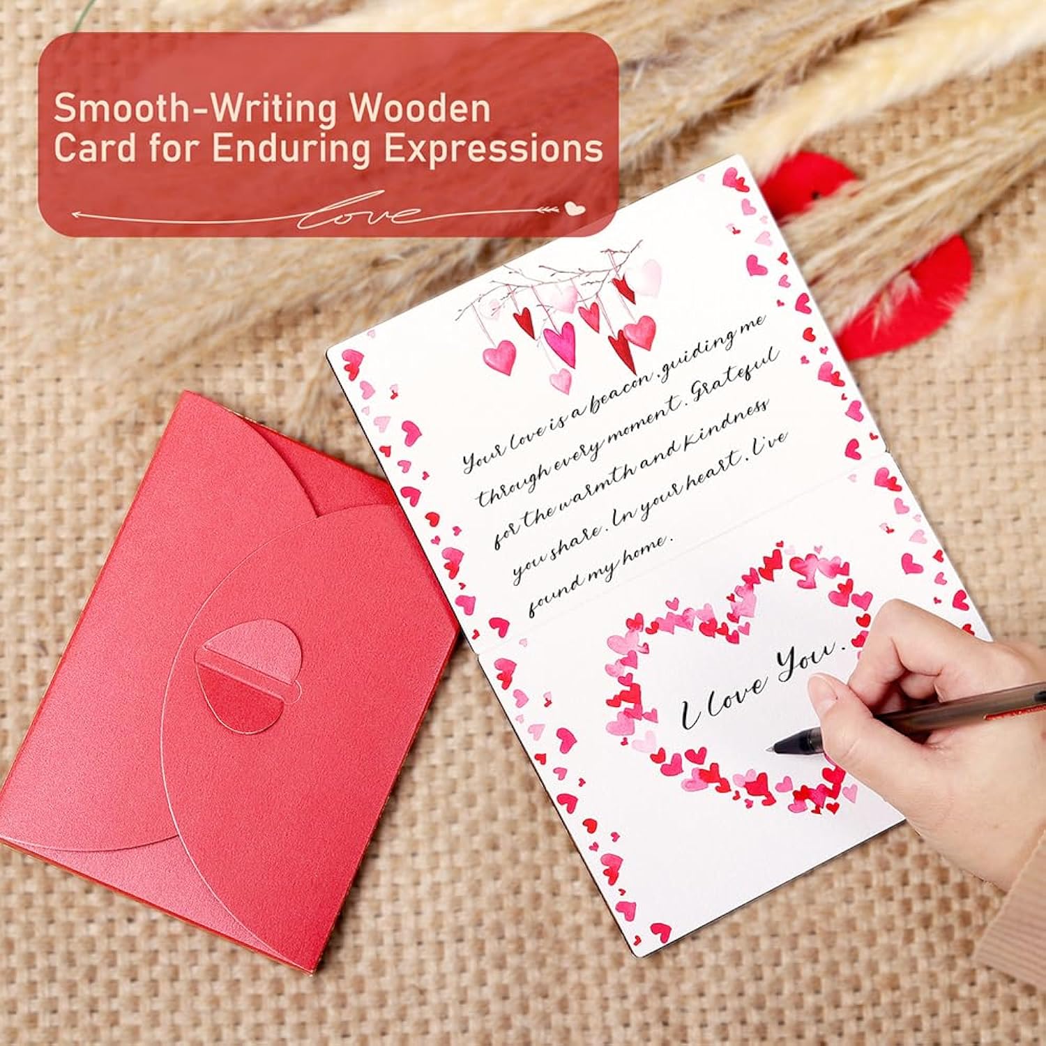 Husband Valentines Day Card, 5 Year 5Th Wood Anniversary Card For Wife, Wooden Valentine Card For Him Her Boyfriend Girlfriend, I Love You Will Always Be My Forever Card For Mom Daughter