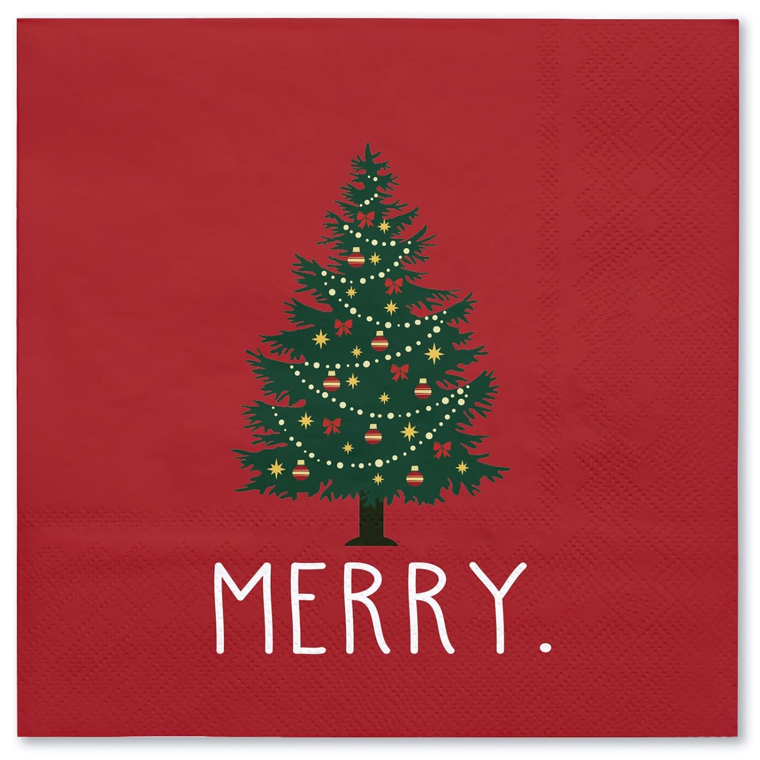 50Pcs Christmas Napkins - Tree And Merry 3-Ply Disposable Paper Luncheon For Party Supplies Tableware - 6.5 X 6.5 In