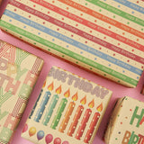 Kraft Colorful Happy Birthday Wrapping Paper For Men Women Boys Girls Kids, 4 Sheets In 4 Designs Folded Flat 20X28 Inches Per Sheet For Birthday Party, Gift Wrapping, Crafts & More