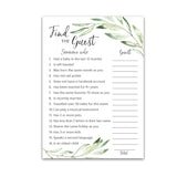 Greenery — Find The Guest Baby Shower Game — Pack Of 25 — Gender Neutral Baby Shower Game, Succulents Green Olive Branch Icebreaker Baby Shower Party Game, Guess Who Came To The Party Game G320-Ftg