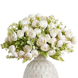 Artificial Ranunculus Flower White Silk Flowers Faux Diy Bouquet For Wedding Engagement Centerpieces Arrangements Bridal Shower Decorations Home Decor, White