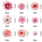 54Pcs Faux Flowers Heads Small Decorative Flowers For Crafts Cake Wreath Garlands Wedding Table Home Decoration